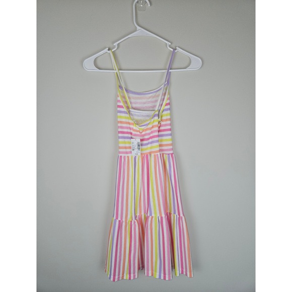 The Childrens Place Girls Rainbow Striped Tiered Sundress Size L 10-12 NEW - Picture 2 of 6